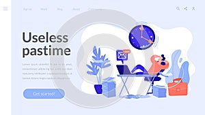 Procrastination concept landing page.