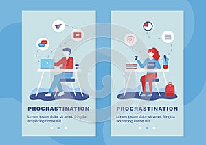 Procrastination and Overwork Mobile Banner Set