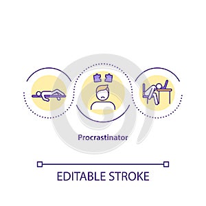 Procrastinator concept icon