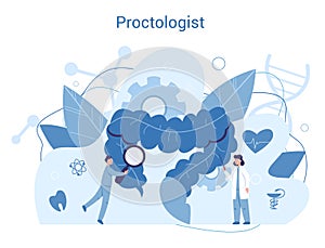Proctologist concept. Doctor examine intestine. Idea of health and photo