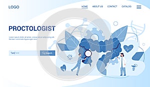 Proctologist web banner. Doctor examine intestine. Idea of health photo