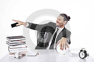 Procurator working in a football business in office