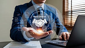 Procurement Contract Agreement and Digital Documents Concept