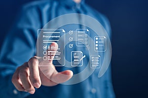 Procurement and invoice document system with digital checklist approval, streamlining supply chain