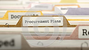 Procurement Plans Concept on Folder Register. photo