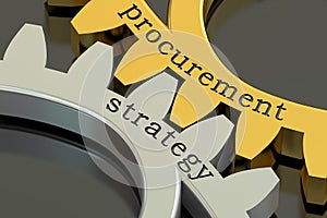 Procurement Strategy concept on the gearwheels, 3D rendering