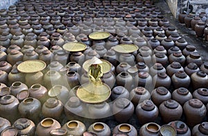 Produce soy sauce in tradition village at Hungyen province, Vietnam, this is a handicraft part 22