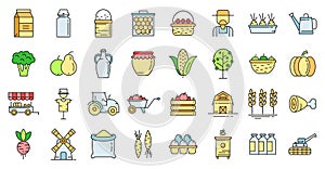 Producer icons set vector color line