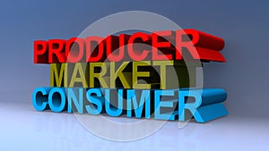 Producer market consumer on blue