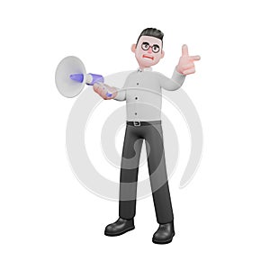 A producer stands pointing certain.