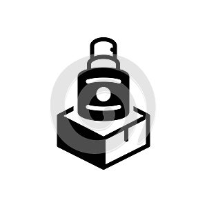 Black solid icon for Product, box and goods