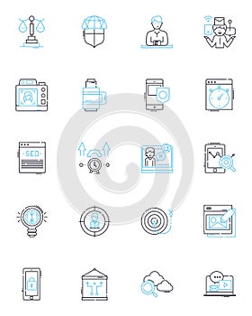 Product innovation linear icons set. Disruptive, Inventive, Trailblazing, Creative, Visionary, Futuristic, Revolutionary