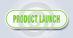 product launch sign. rounded isolated button. white sticker