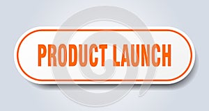 product launch sign. rounded isolated button. white sticker