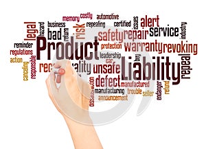 Product Liability word cloud hand writing concept