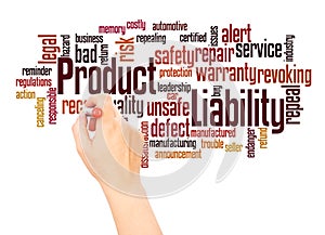 Product Liability word cloud hand writing concept photo