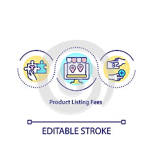 Product listing fees concept icon