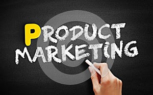 Product Marketing text on blackboard