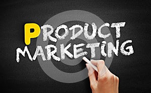 Product Marketing text on blackboard