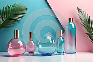 Product Mockup Background Featuring Abstract Colored Transparent Glass Shapes