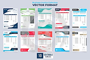 Product order and purchase agreement invoice bundle for corporate business. Payment receipt and minimal invoice template