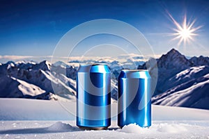 aluminum can White and blue tones There are ice crystals and snow mountains. and