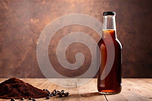 Product packaging mockup photo of cold brew coffee glass bottle, studio advertising photoshoot