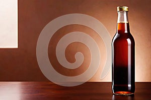 Product packaging mockup photo of cold brew coffee glass bottle, studio advertising photoshoot