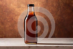 Product packaging mockup photo of cold brew coffee glass bottle, studio advertising photoshoot