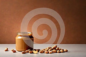 Product packaging mockup photo of Jar of peanut butter, studio advertising photoshoot