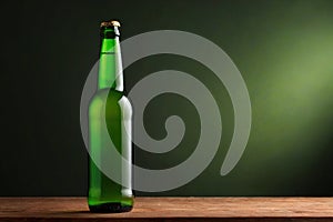 Product packaging mockup photo ofGreen Steinie beer bottle , studio advertising photoshoot