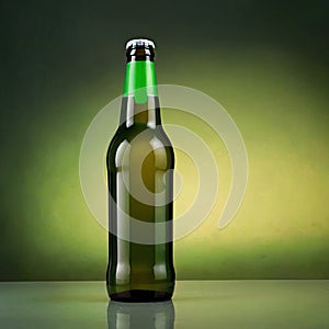 Product packaging mockup photo ofGreen Steinie beer bottle , studio advertising photoshoot