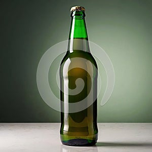 Product packaging mockup photo ofGreen Steinie beer bottle , studio advertising photoshoot