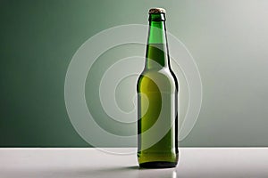 Product packaging mockup photo ofGreen Steinie beer bottle , studio advertising photoshoot