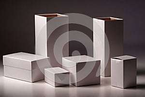 Product packaging mockup photo of Set of White box tall shape