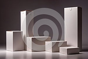 Product packaging mockup photo of Set of White box tall shape