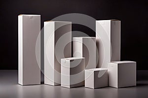Product packaging mockup photo of Set of White box tall shape