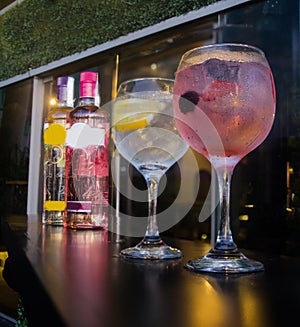 Product photographs are about cocktails, where colors and textures are highlighted.