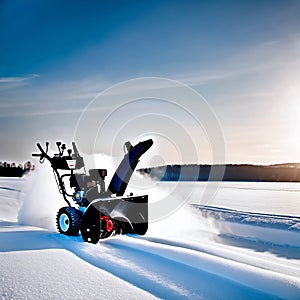 Product Photography of Black Snowblower