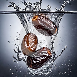 Product Photography Featuring Dates Immersed in Water Splash