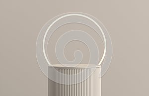 Product Podium - Beige Podium, Beige Background. 3D Illustration