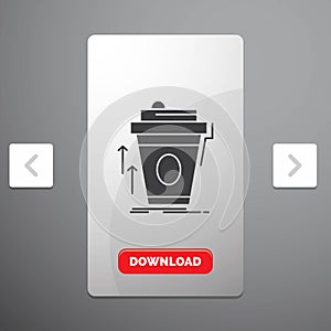 product, promo, coffee, cup, brand marketing Glyph Icon in Carousal Pagination Slider Design & Red Download Button