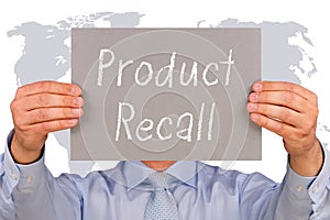 Product Recall - Manager with sign and text