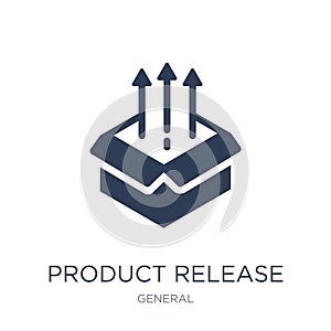 product release icon. Trendy flat vector product release icon on