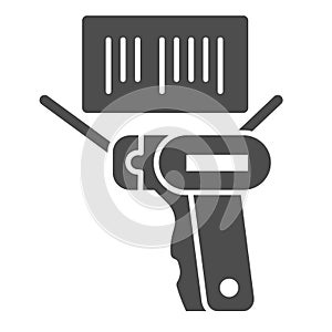 Product scanner and barcode solid icon, market concept, bar code with laser scanner sign on white background, Barcode