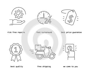 Product service thin line vector icons set