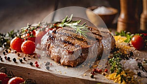 Product shot of delicious grilled steak food photography