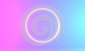 Product Stand blue pink violet neon abstract background, studio modern ultraviolet light, room pastel interior, Glowing podium,