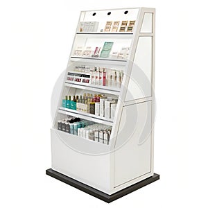 Product stand isolated on white background