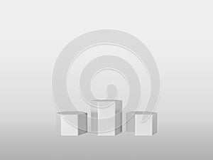 Product stand, octangle shape, reflecive, minimal white. 3D Rendering. Studio